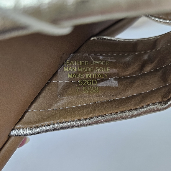 Mila Paoli Gold Metallic Leather Cross Strap Slides Sandals 7.5 Made in Italy - Picture 8 of 8